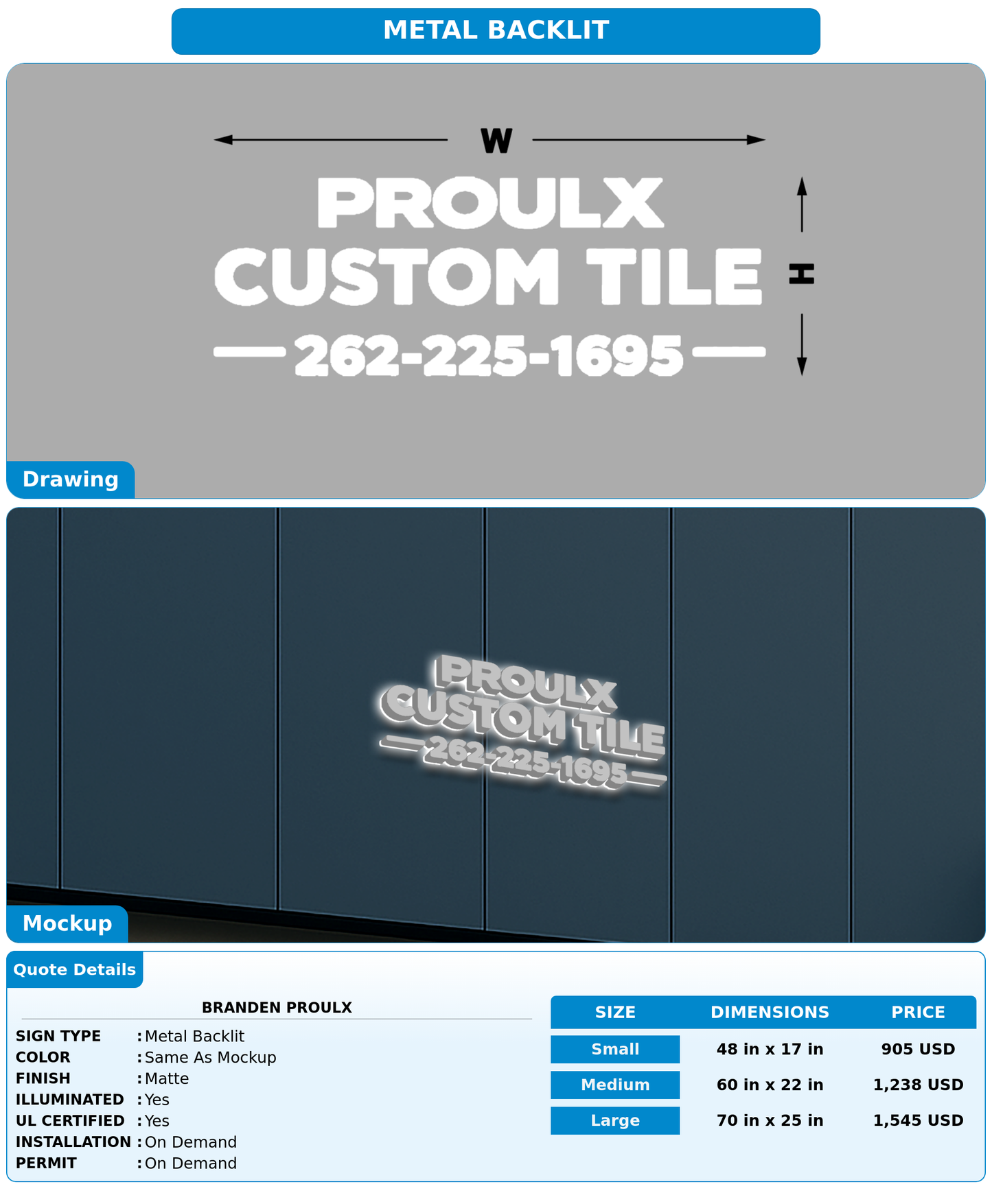 CUSTOM MOCKUP SIGN FOR Branden Proulx