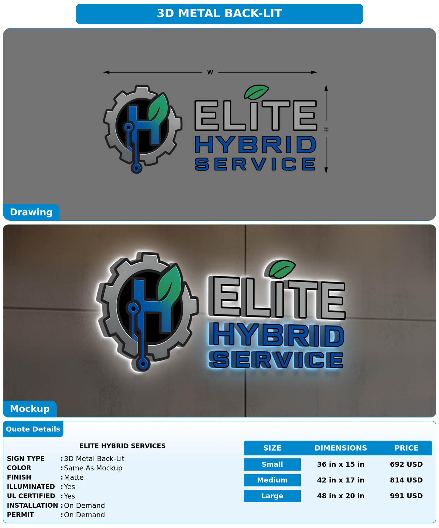 CUSTOM MOCKUP SIGN FOR Elite Hybrid Services
