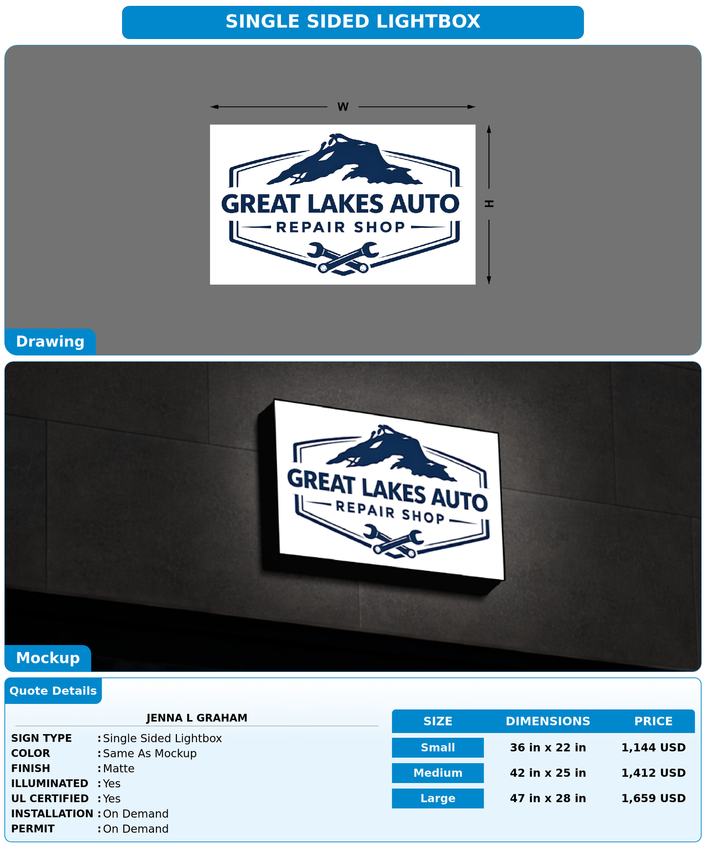 CUSTOM MOCKUP SIGN FOR Jenna L Graham