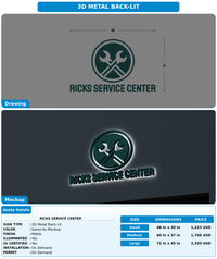 CUSTOM MOCKUP SIGN FOR Ricks Service Center