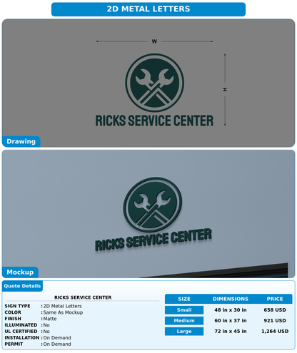 CUSTOM MOCKUP SIGN FOR Ricks Service Center