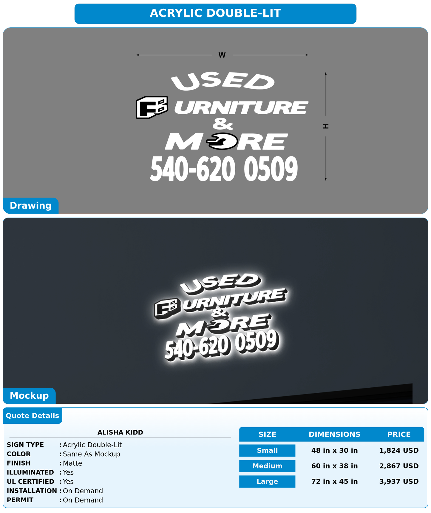 CUSTOM MOCKUP SIGN FOR Alisha Kidd