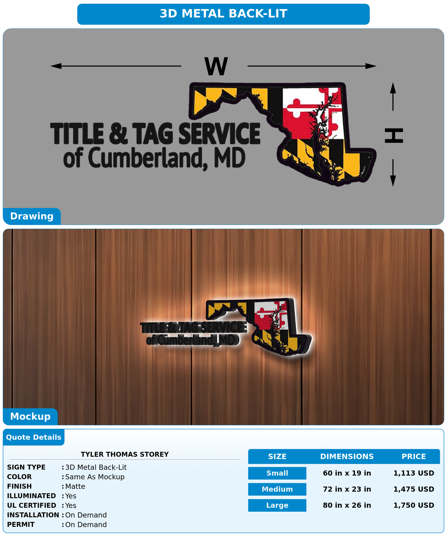 CUSTOM MOCKUP SIGN FOR TYLER THOMAS STOREY