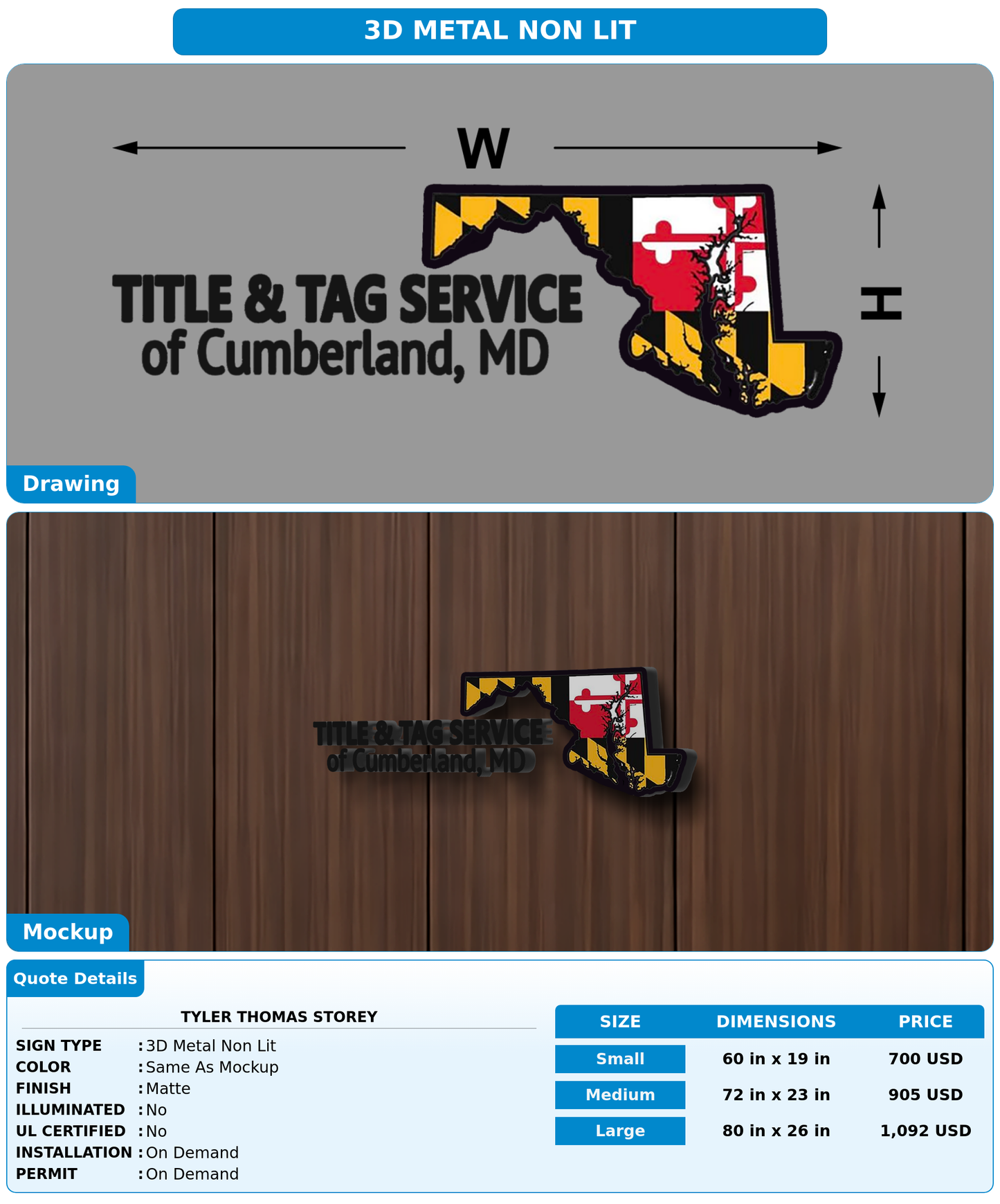 CUSTOM MOCKUP SIGN FOR TYLER THOMAS STOREY