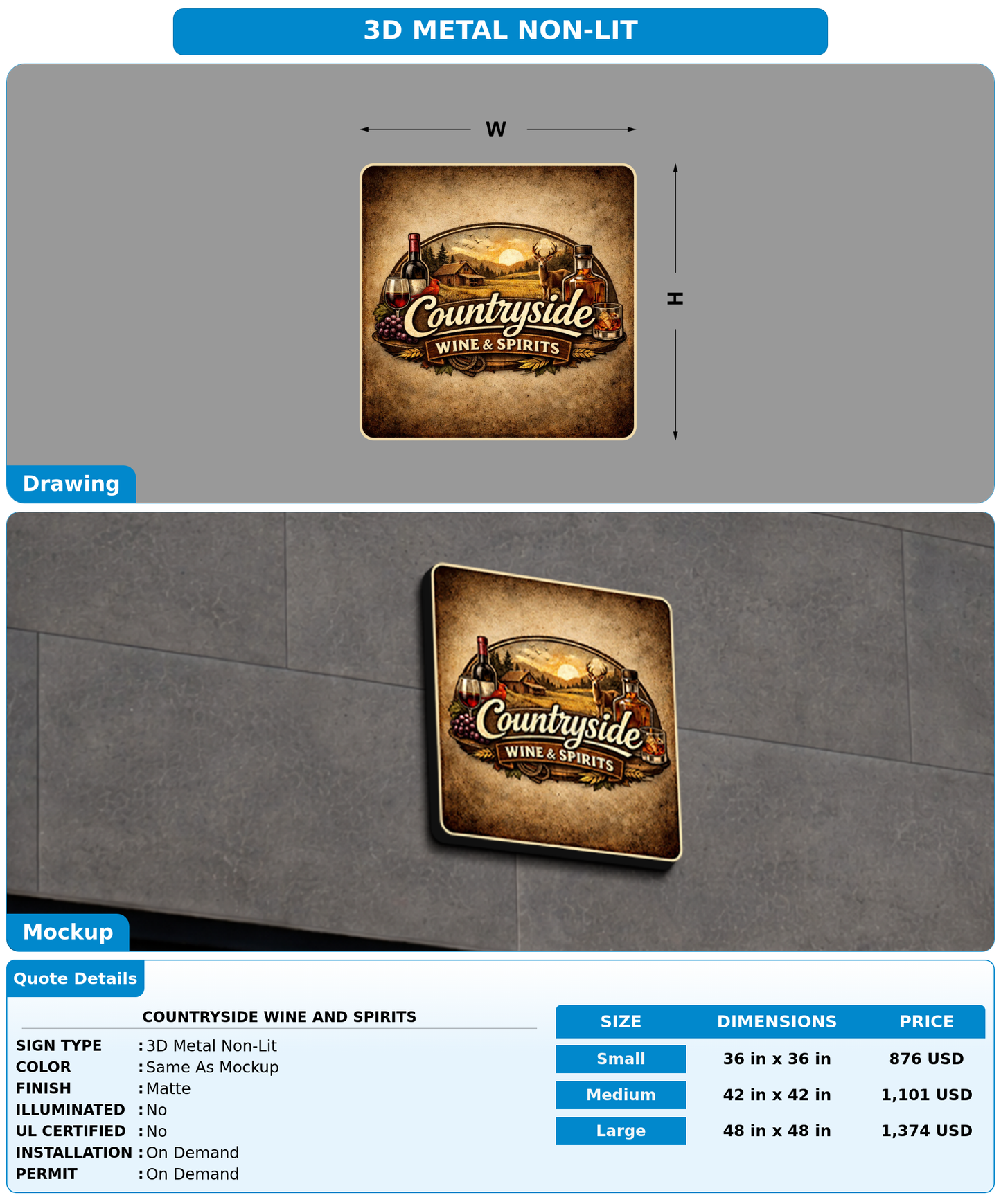CUSTOM MOCKUP SIGN FOR Countryside Wine and Spirits