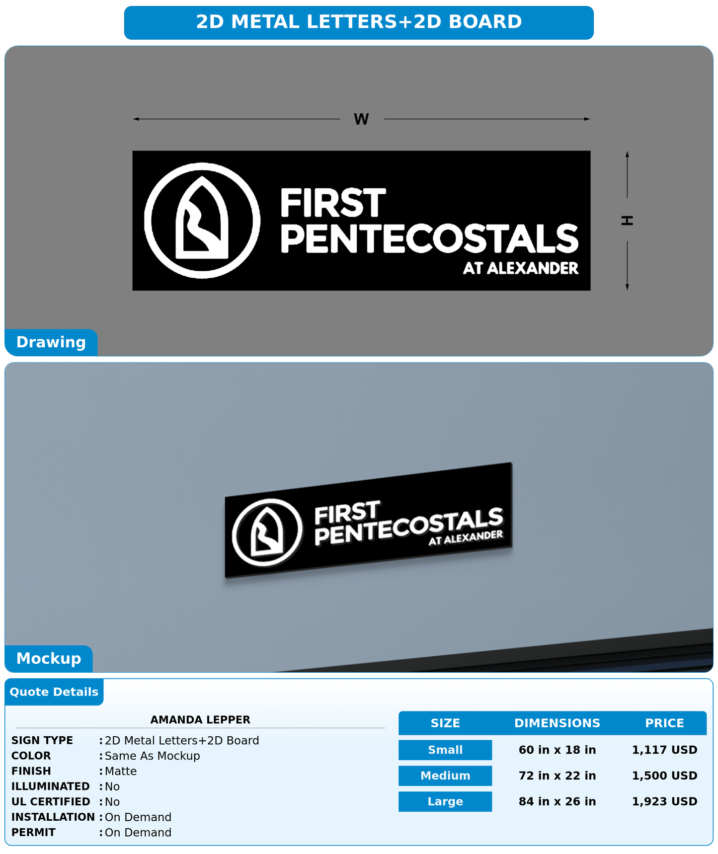 CUSTOM MOCKUP SIGN FOR Amanda Lepper
