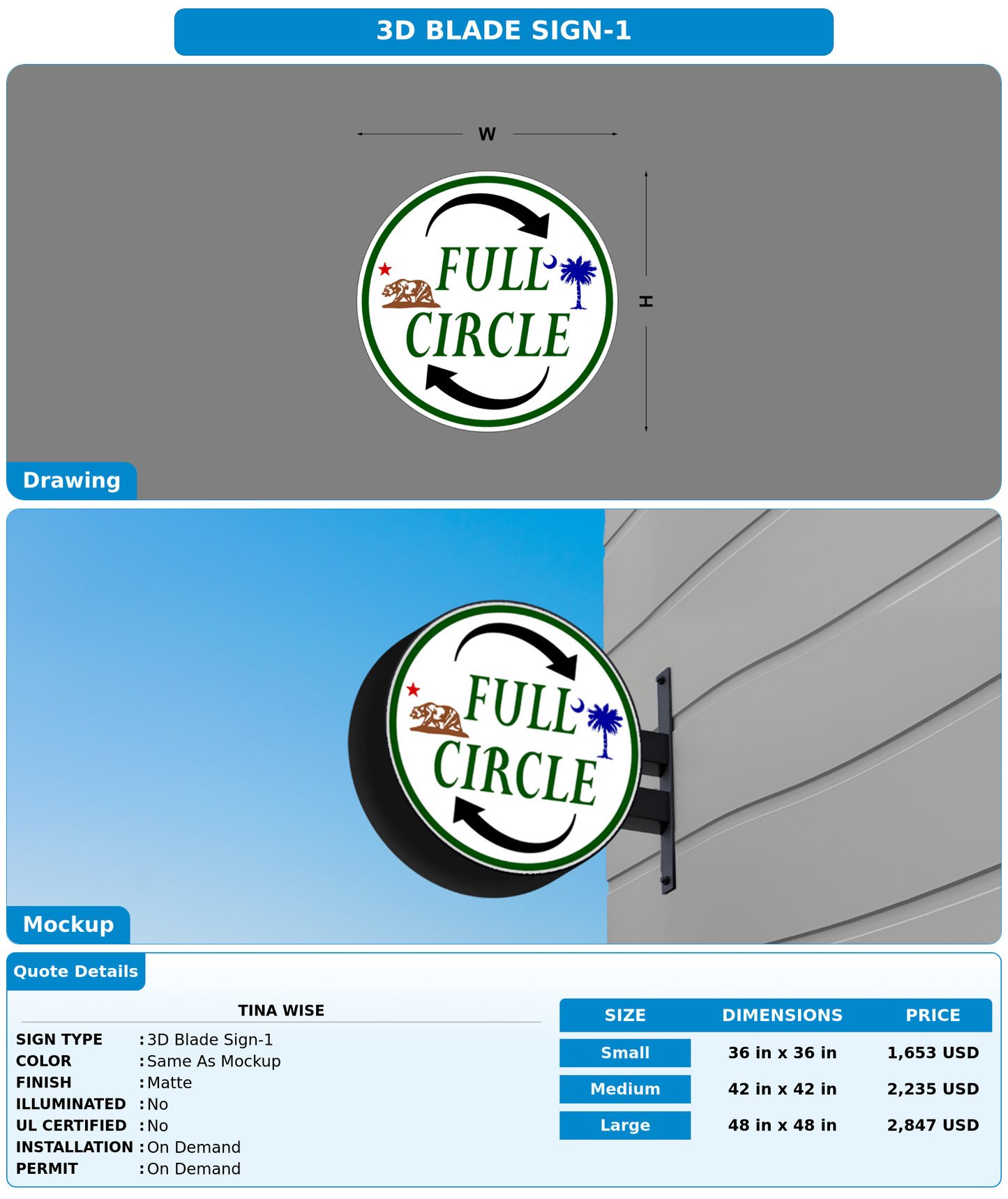 CUSTOM MOCKUP SIGN FOR TINA WISE