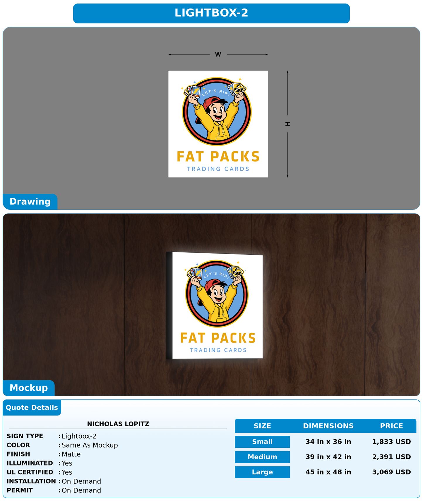 CUSTOM MOCKUP SIGN FOR Nicholas Lopitz