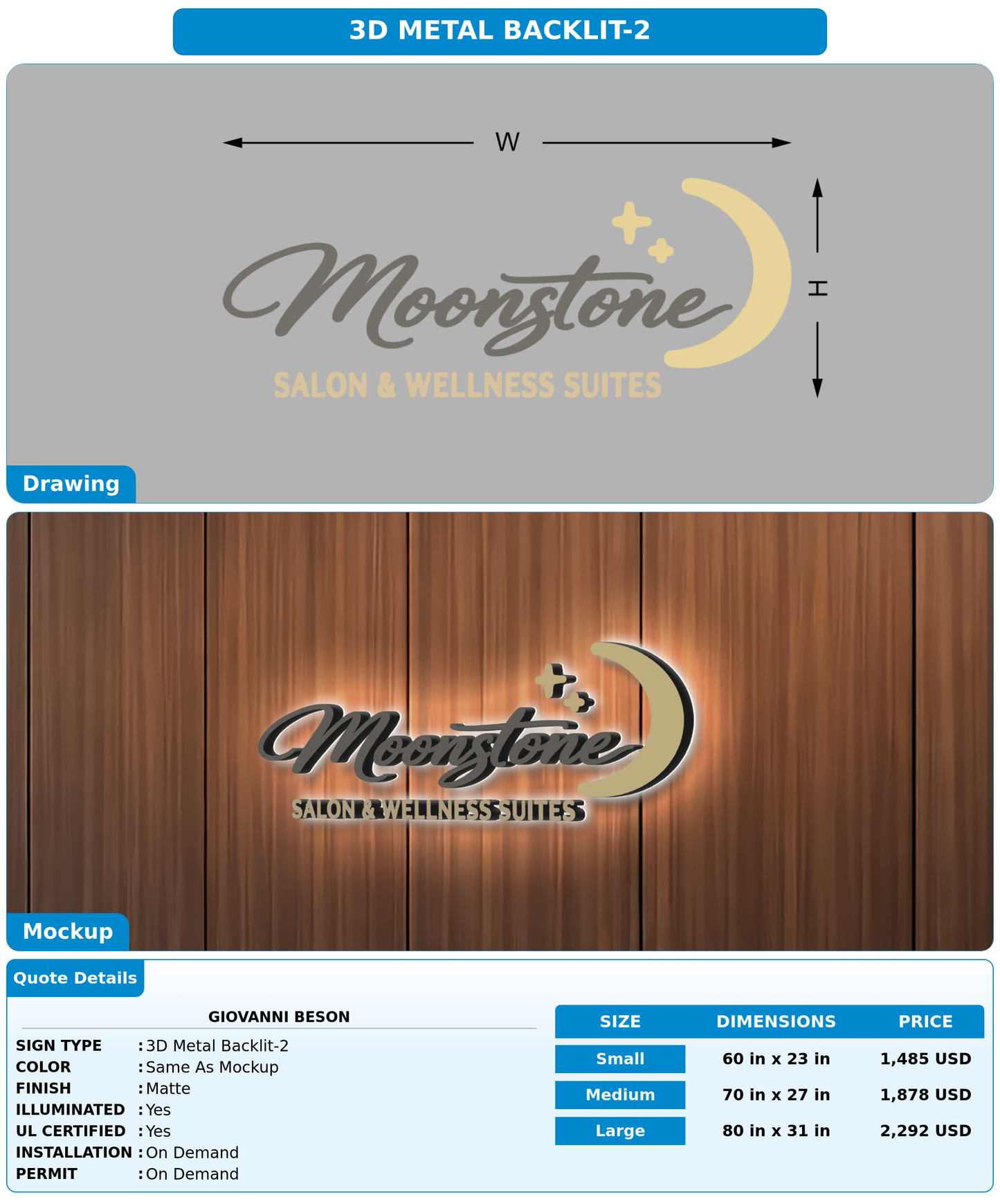 CUSTOM MOCKUP SIGN FOR Giovanni Beson