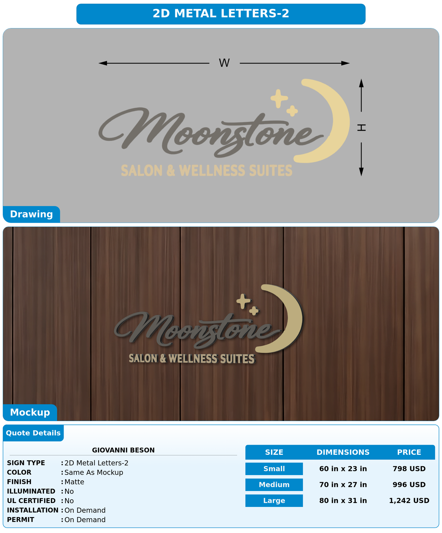 CUSTOM MOCKUP SIGN FOR Giovanni Beson