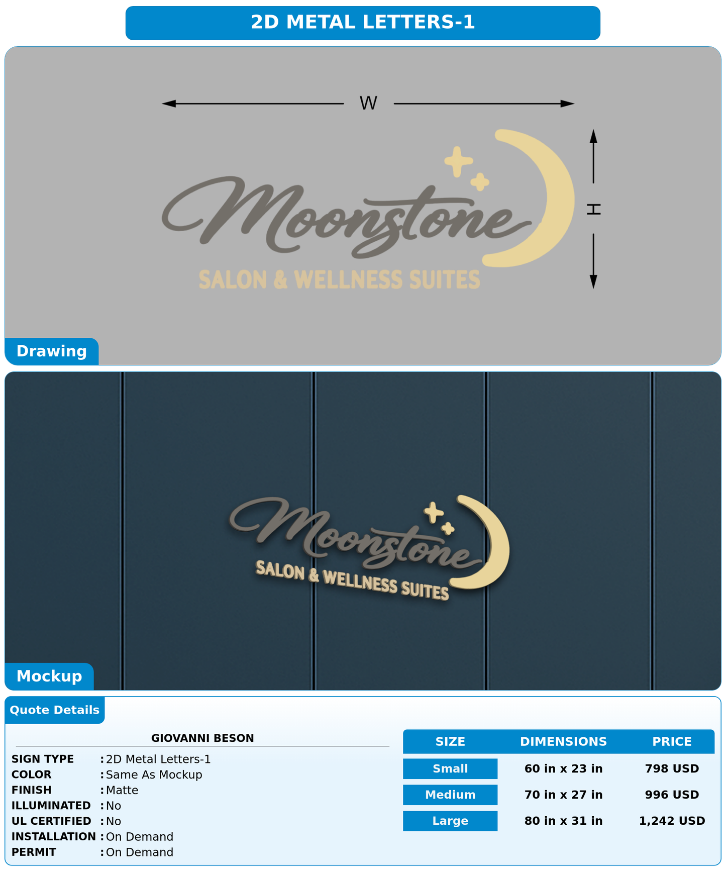 CUSTOM MOCKUP SIGN FOR Giovanni Beson
