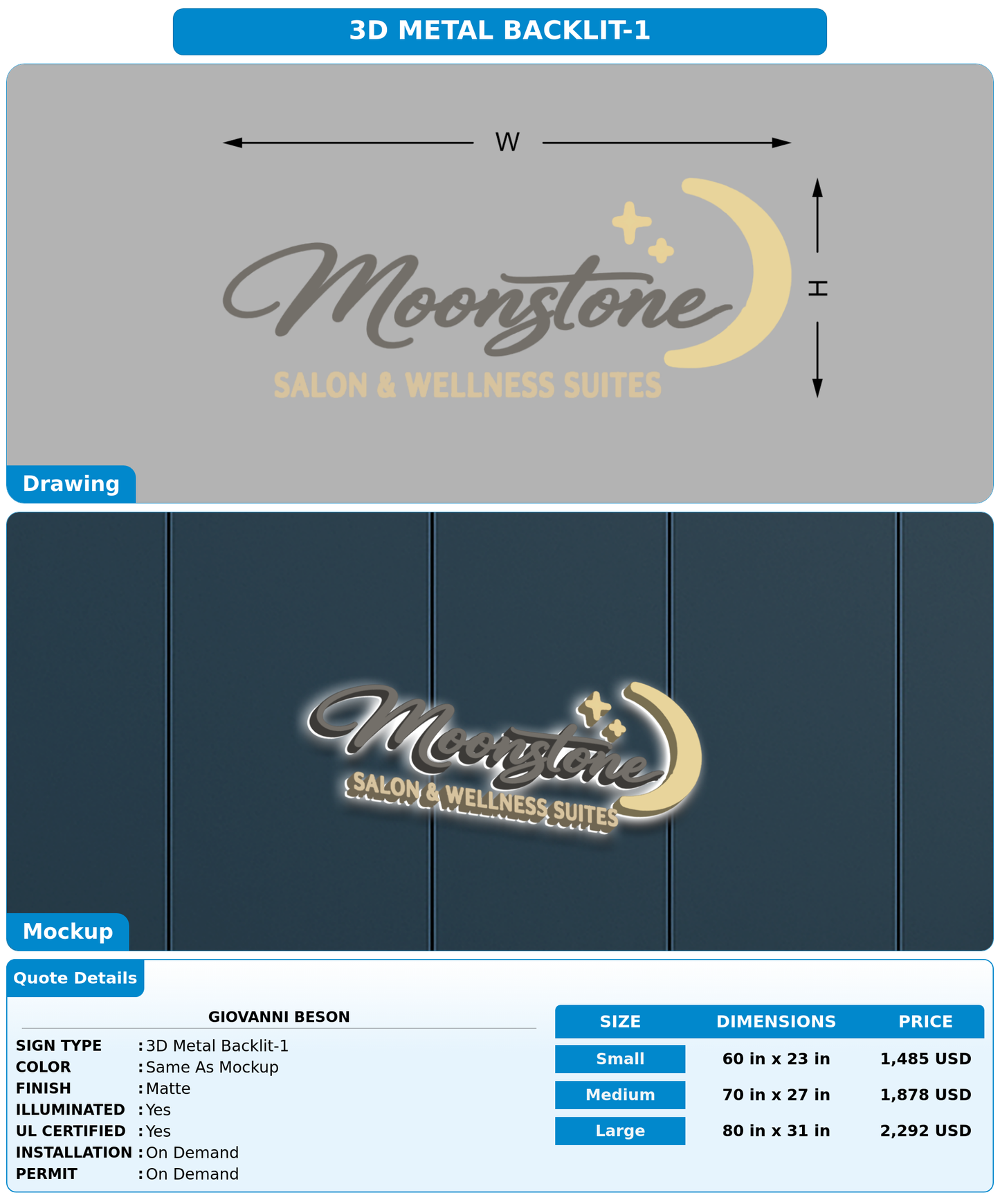 CUSTOM MOCKUP SIGN FOR Giovanni Beson
