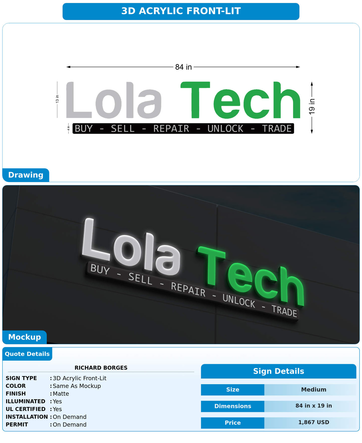 CUSTOM MOCKUP SIGN FOR Richard Borges