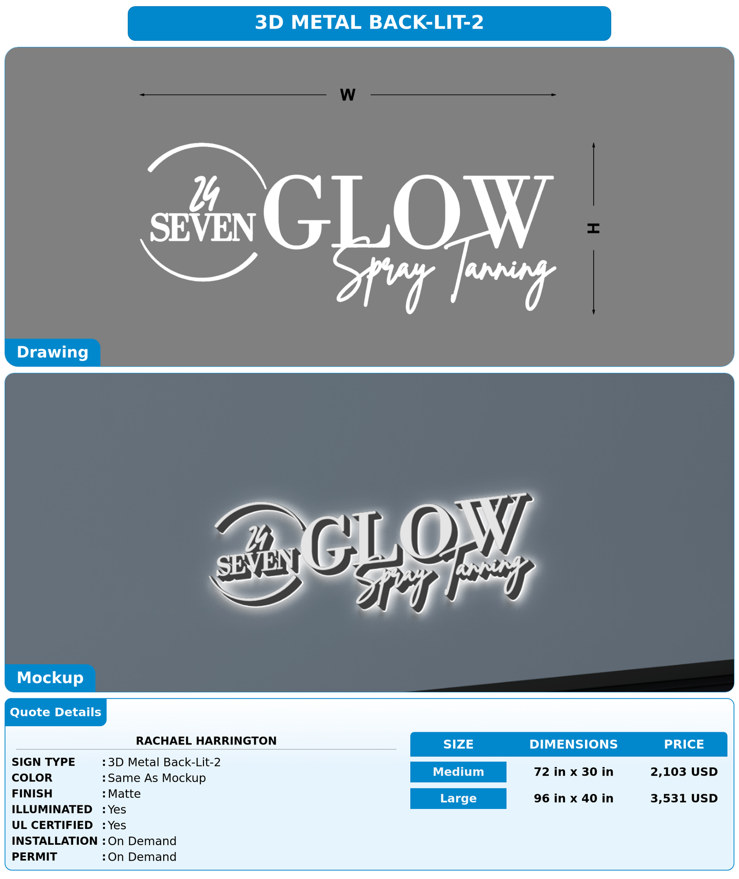 CUSTOM MOCKUP SIGN FOR Rachael Harrington