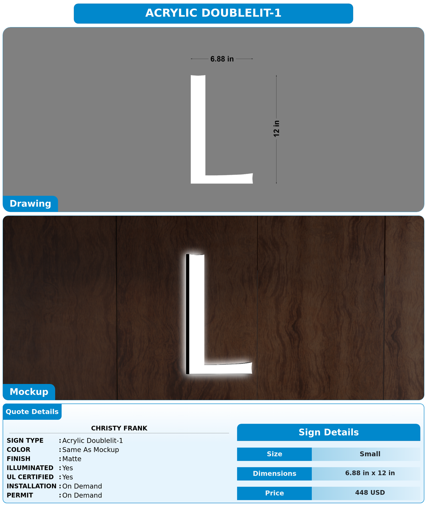 CUSTOM MOCKUP SIGN FOR Christy Frank