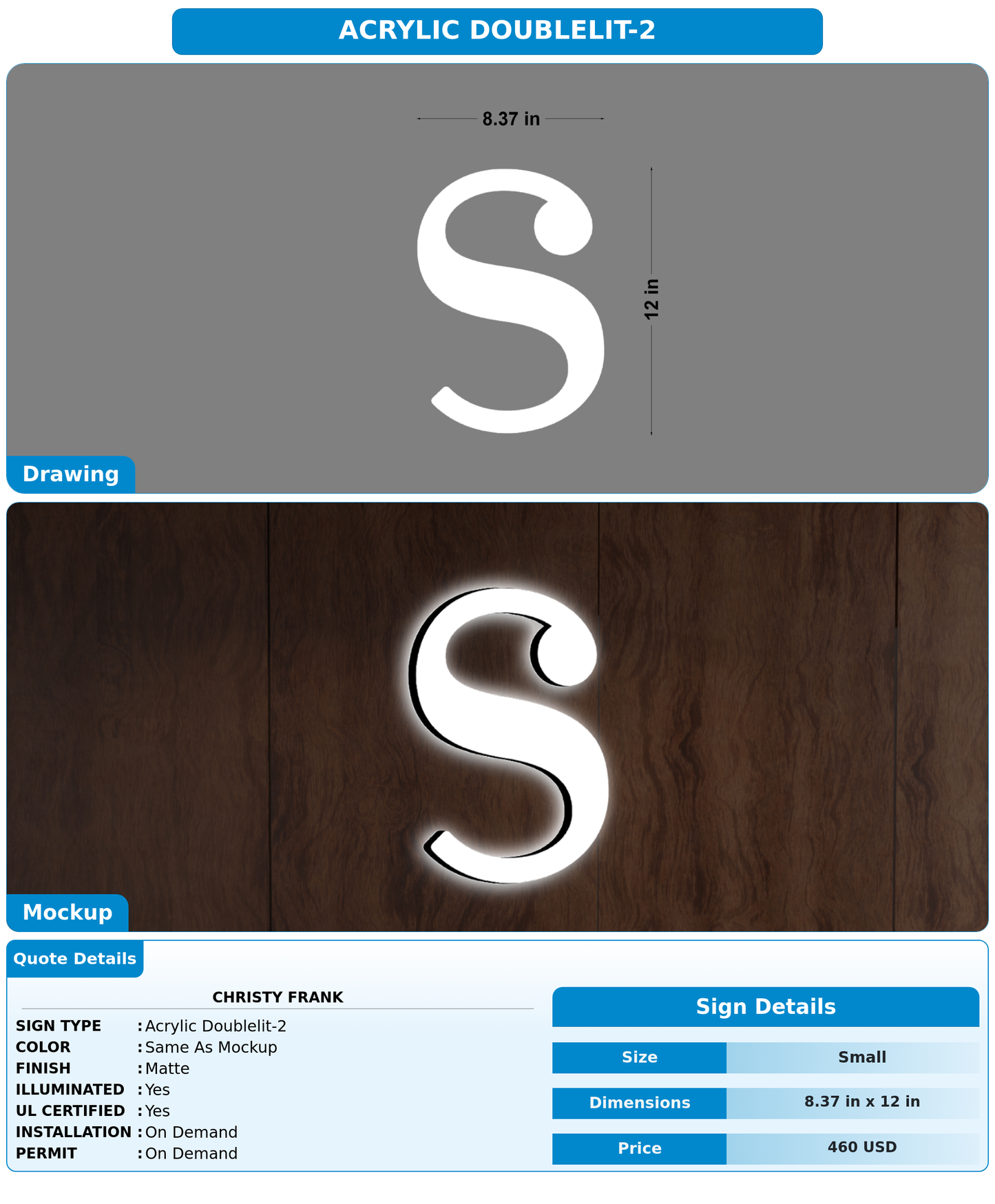 CUSTOM MOCKUP SIGN FOR Christy Frank