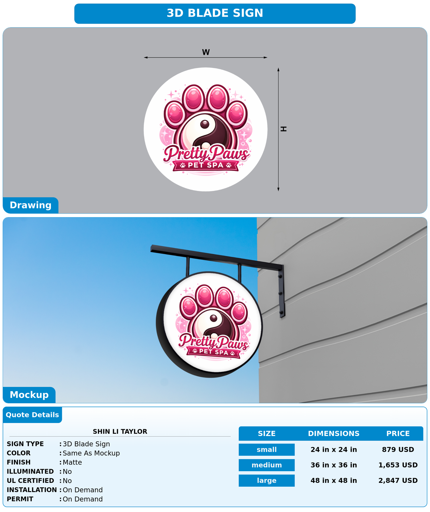 CUSTOM MOCKUP SIGN FOR Shin Li Taylor