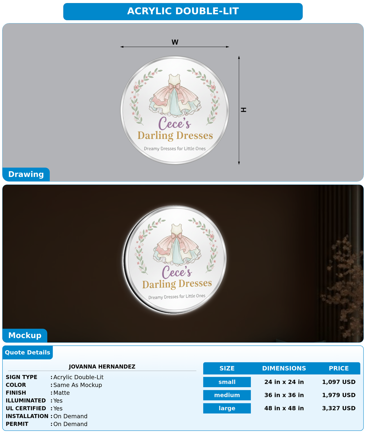 CUSTOM MOCKUP SIGN FOR Jovanna Hernandez