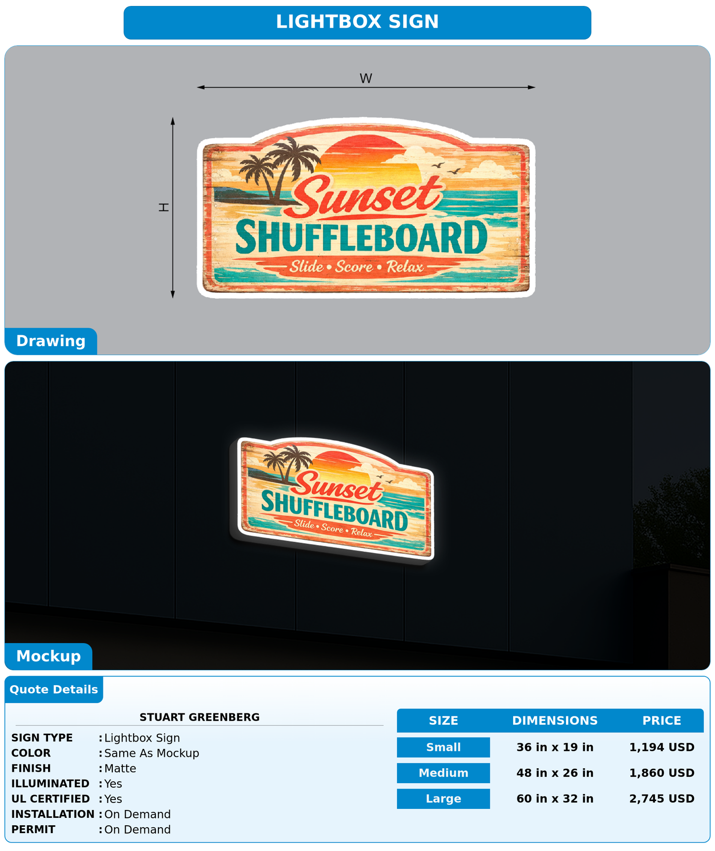 CUSTOM MOCKUP SIGN FOR Stuart Greenberg