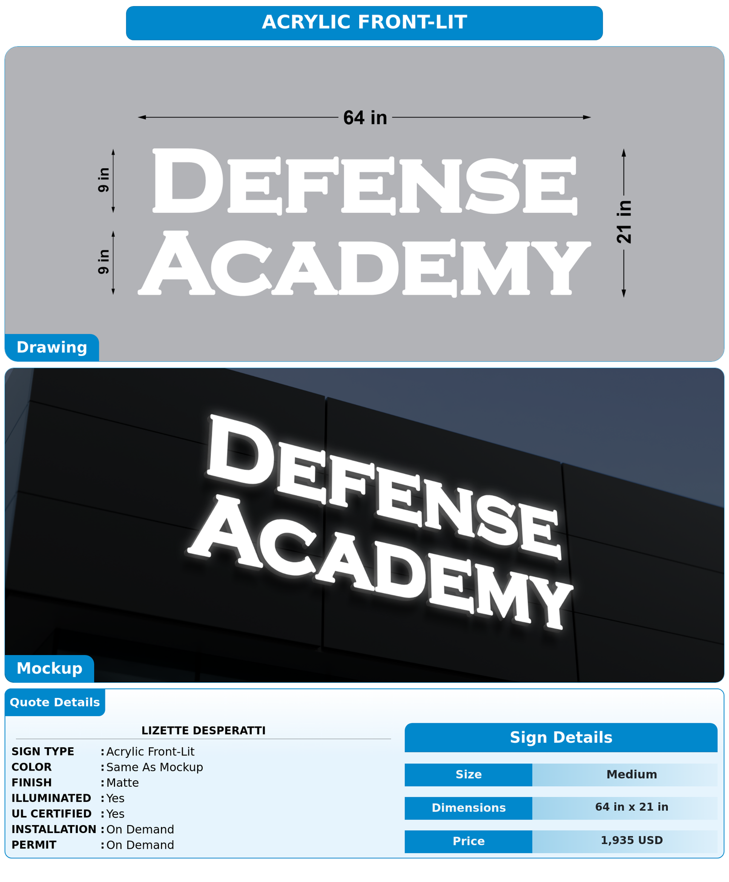 CUSTOM MOCKUP SIGN FOR Lizette Desperatti