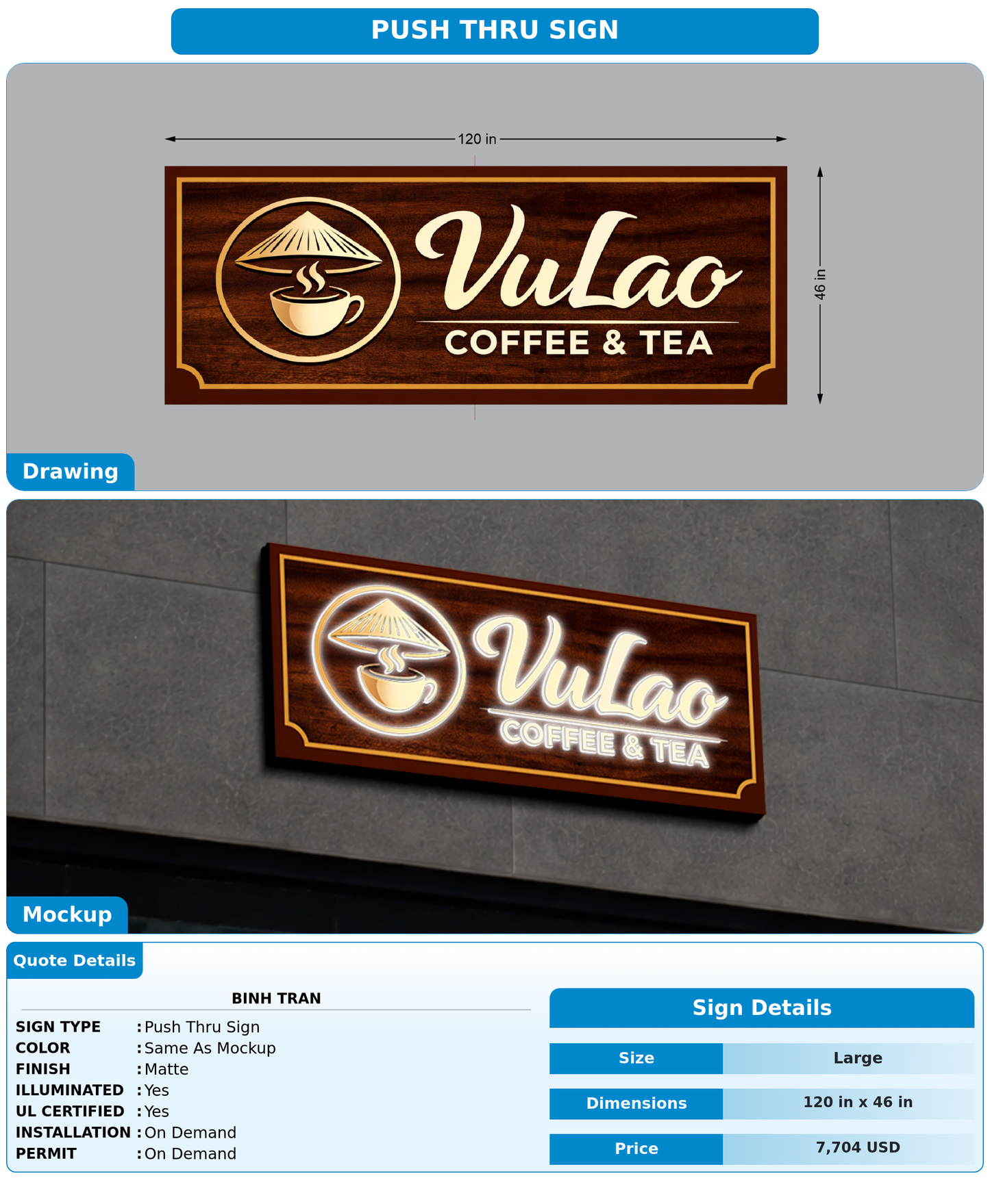 CUSTOM MOCKUP SIGN FOR Binh Tran