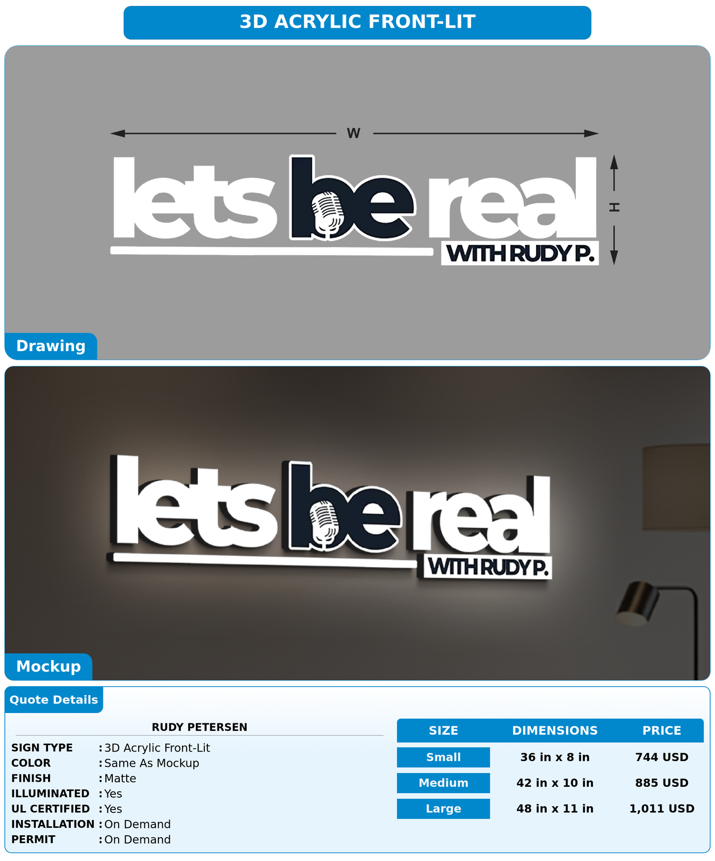CUSTOM MOCKUP SIGN FOR Rudy Petersen