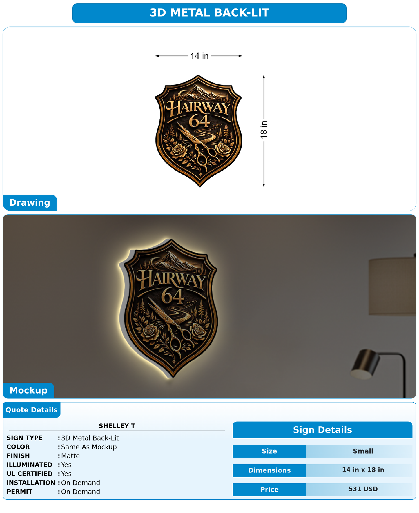 CUSTOM MOCKUP SIGN FOR Shelley t