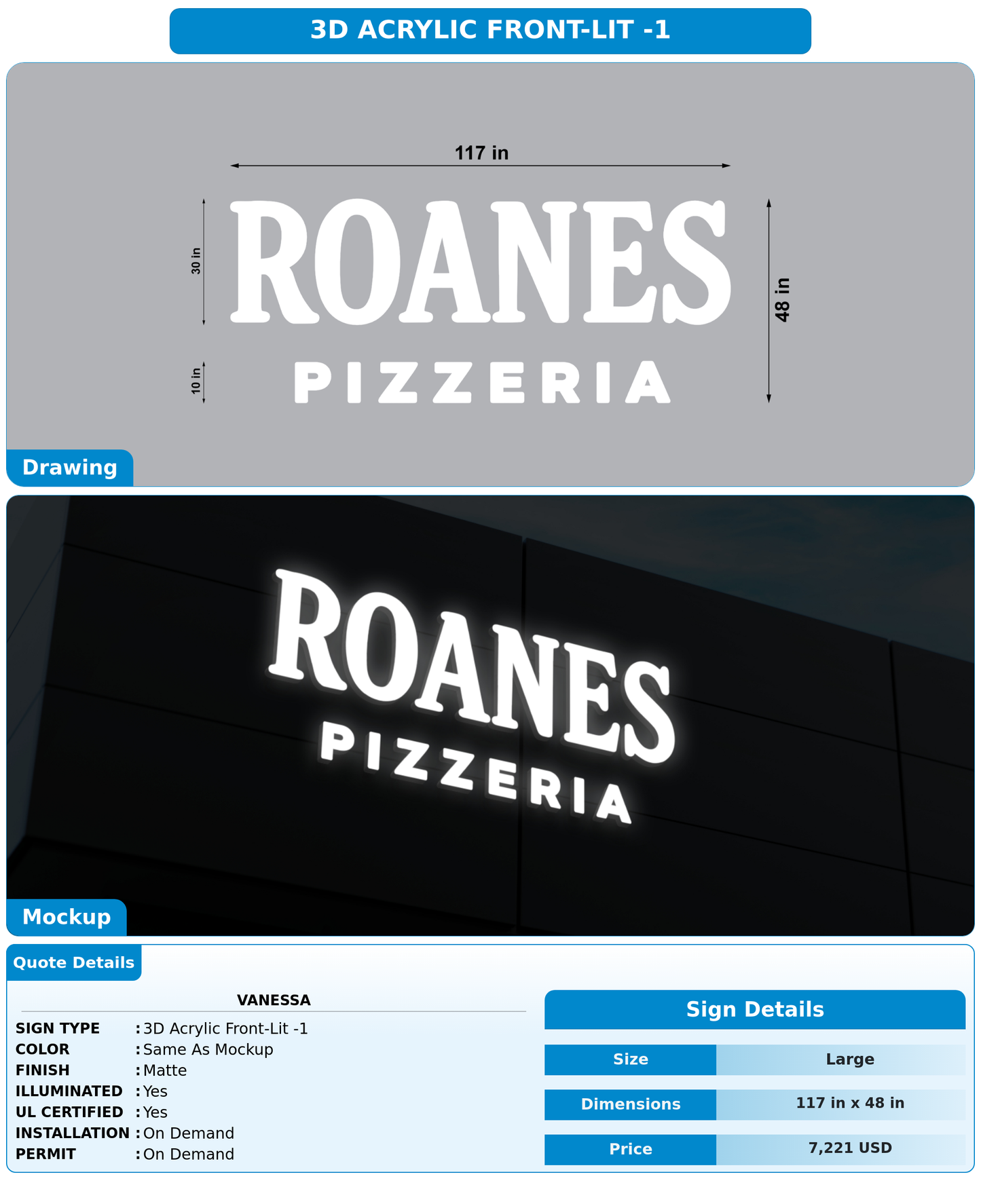 CUSTOM MOCKUP SIGN FOR Vanessa