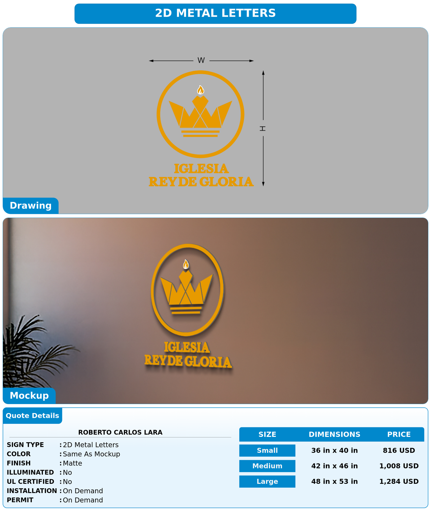 CUSTOM MOCKUP SIGN FOR Roberto Carlos Lara
