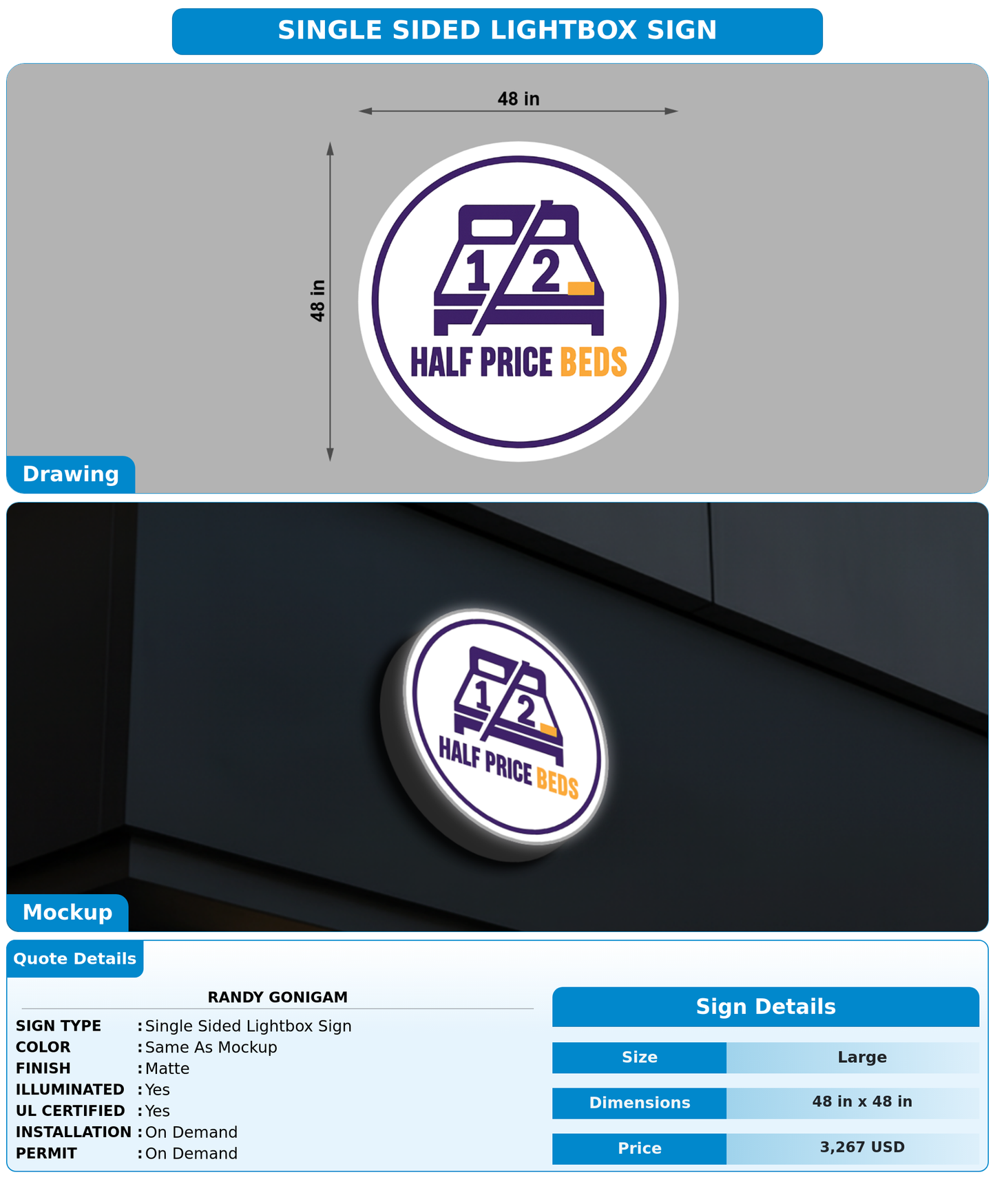 CUSTOM MOCKUP SIGN FOR Randy Gonigam