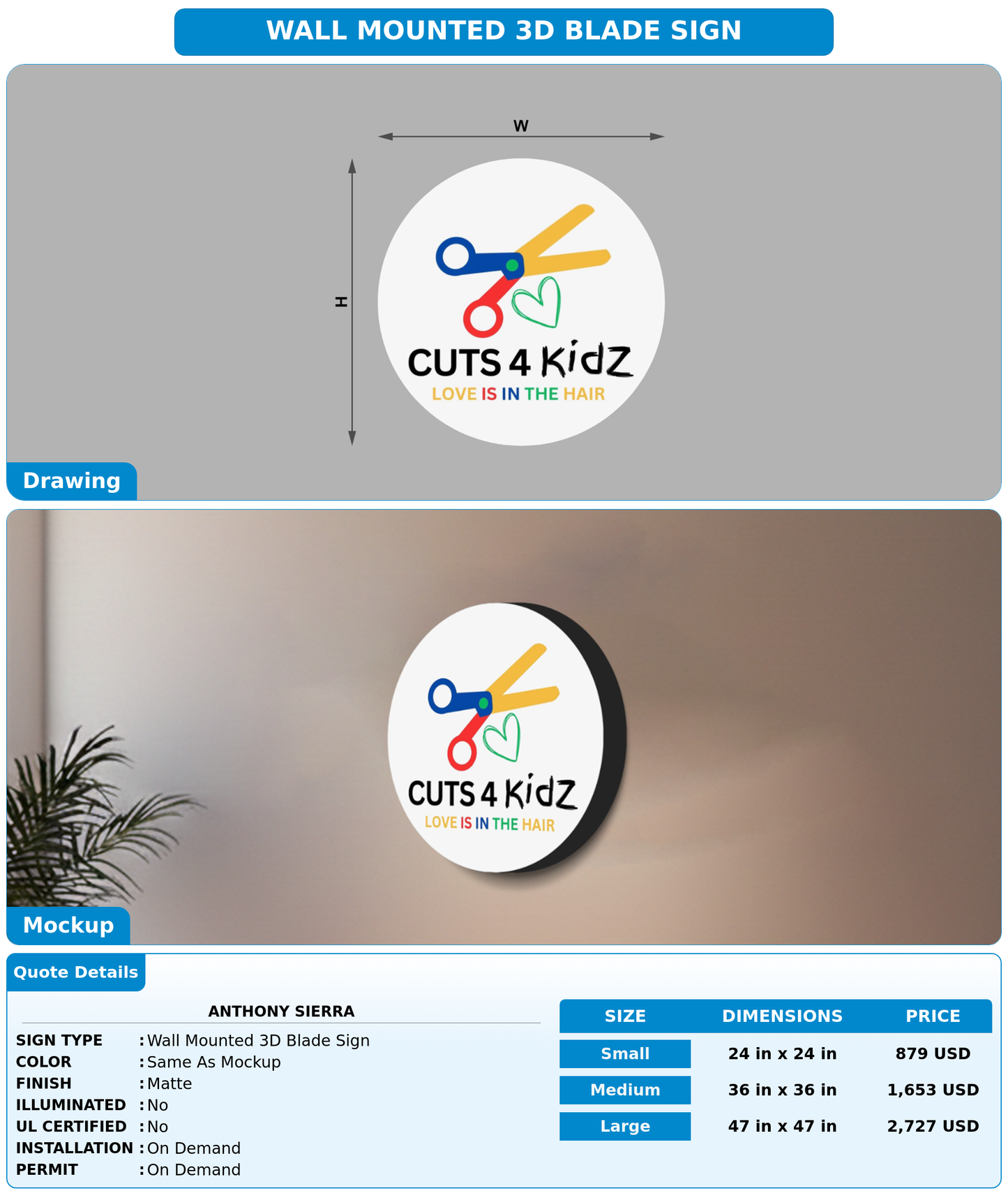 CUSTOM MOCKUP SIGN FOR Anthony  Sierra