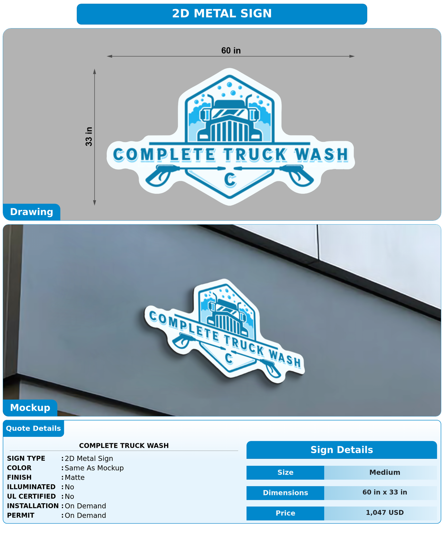 CUSTOM MOCKUP SIGN FOR Complete Truck Wash