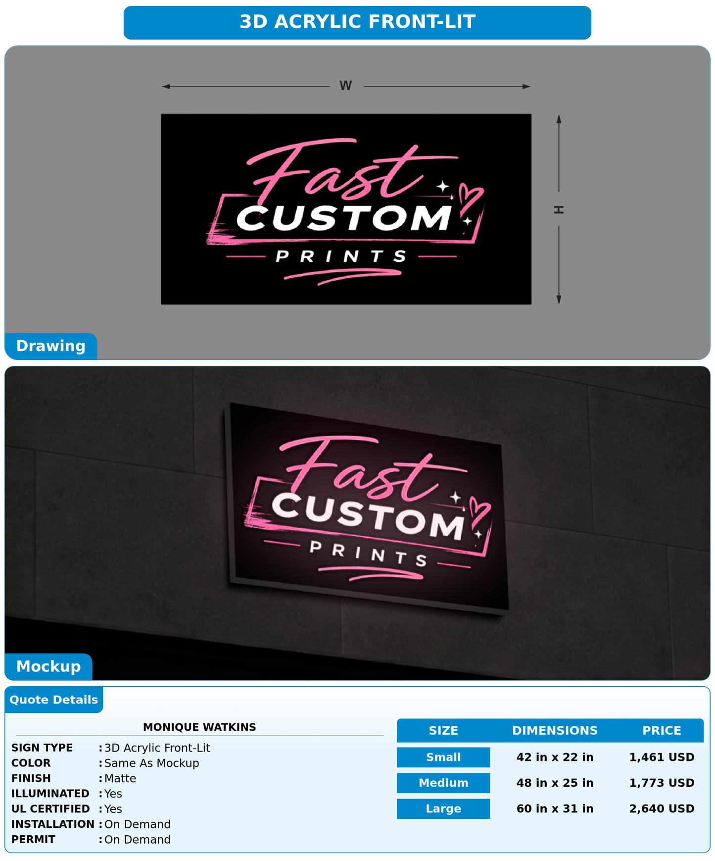 CUSTOM MOCKUP SIGN FOR Monique Watkins