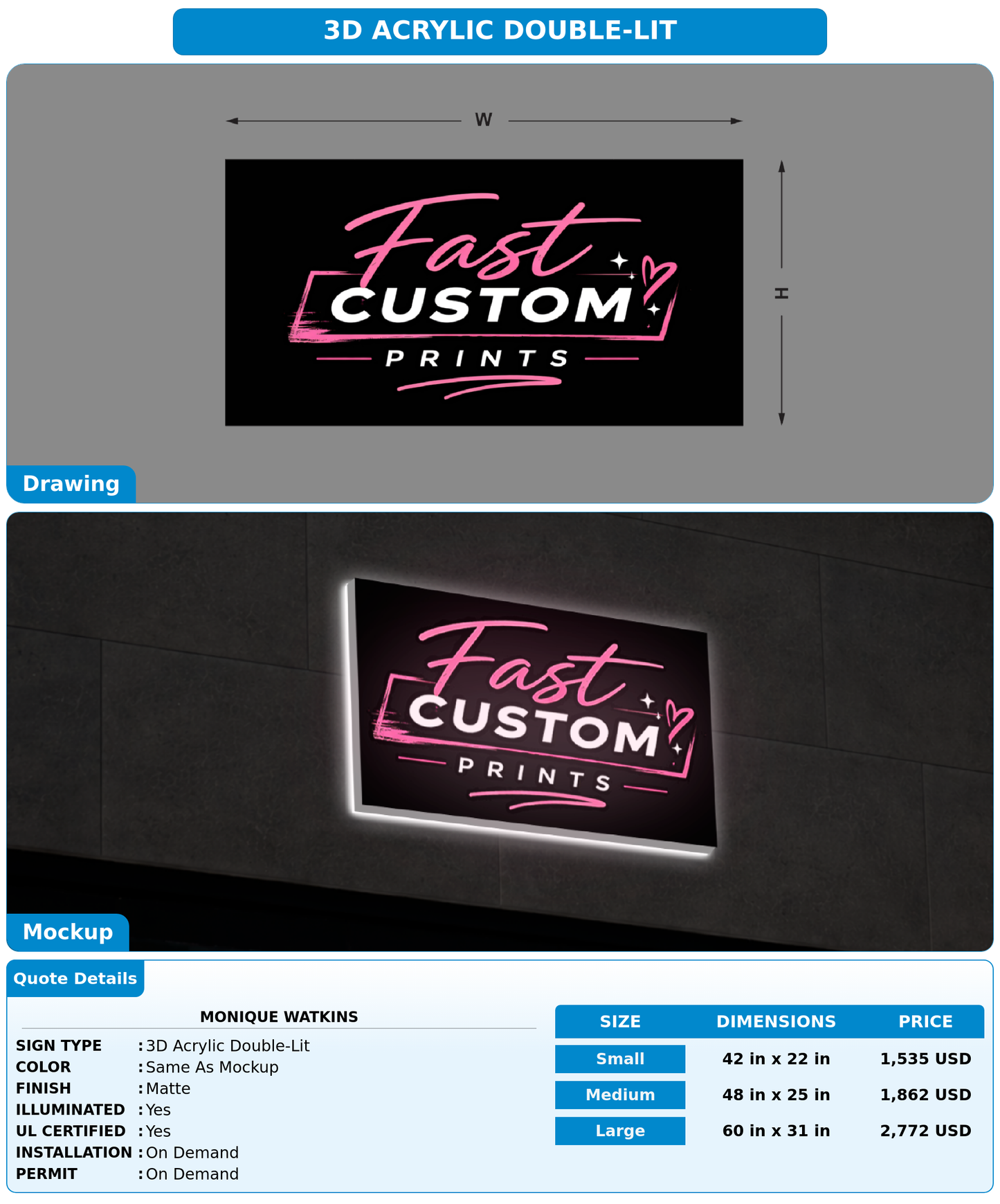 CUSTOM MOCKUP SIGN FOR Monique Watkins