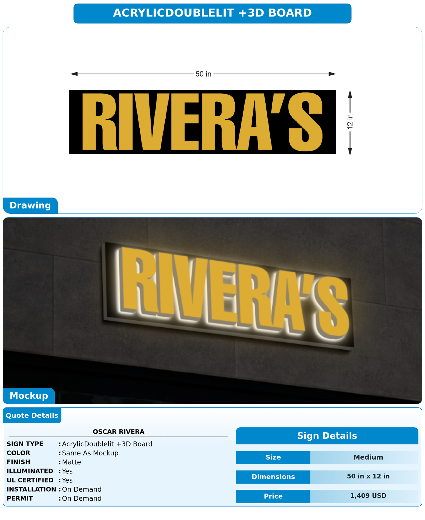 CUSTOM MOCKUP SIGN FOR Oscar Rivera