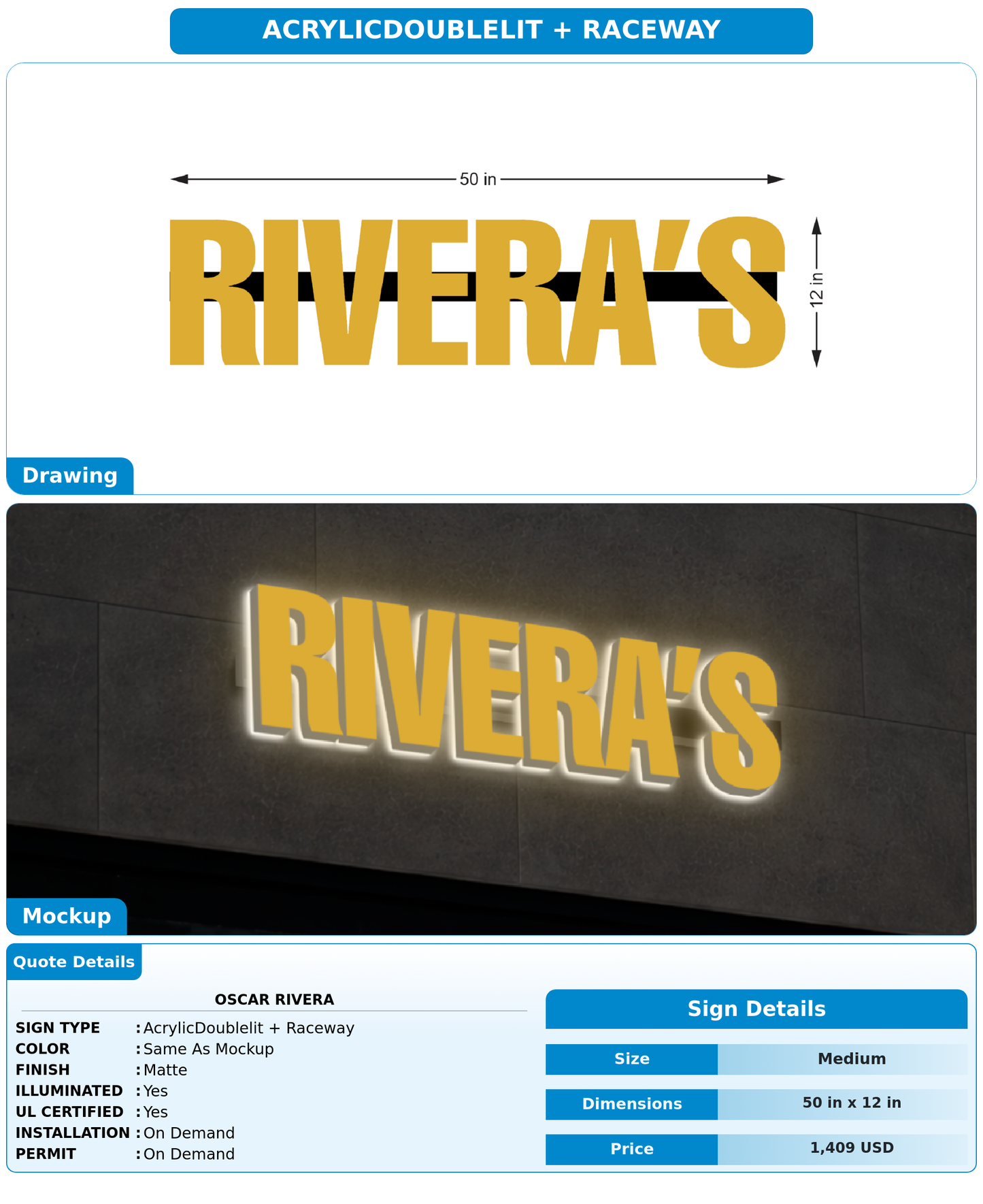 CUSTOM MOCKUP SIGN FOR Oscar Rivera