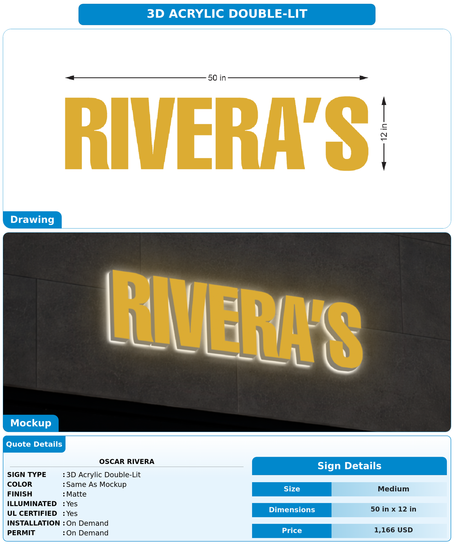 CUSTOM MOCKUP SIGN FOR Oscar Rivera