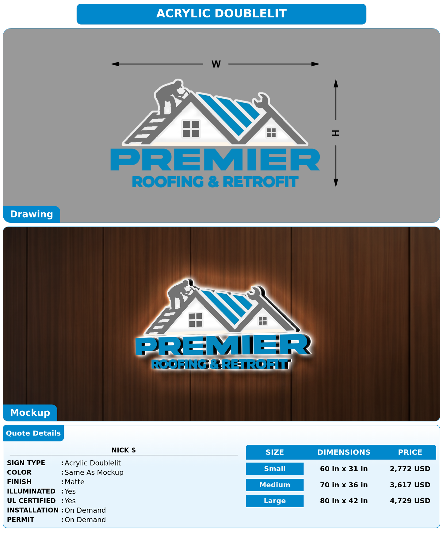 CUSTOM MOCKUP SIGN FOR Nick s