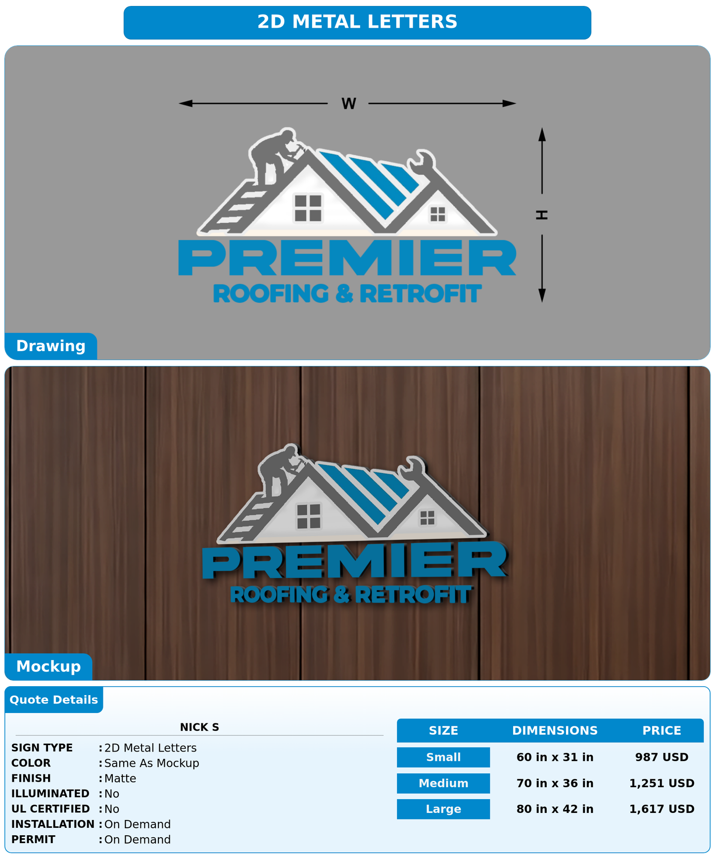 CUSTOM MOCKUP SIGN FOR Nick s