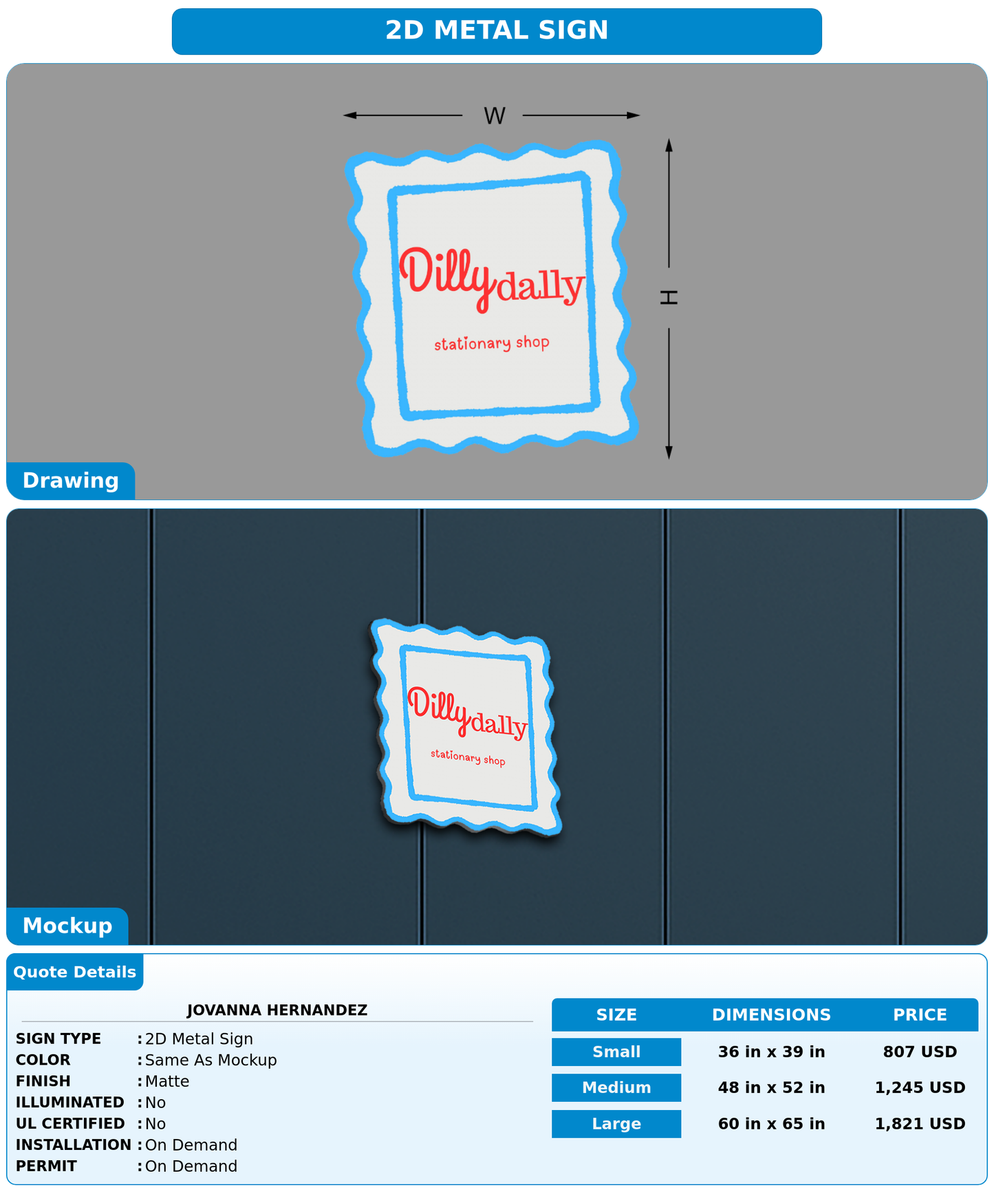 CUSTOM MOCKUP SIGN FOR Jovanna Hernandez
