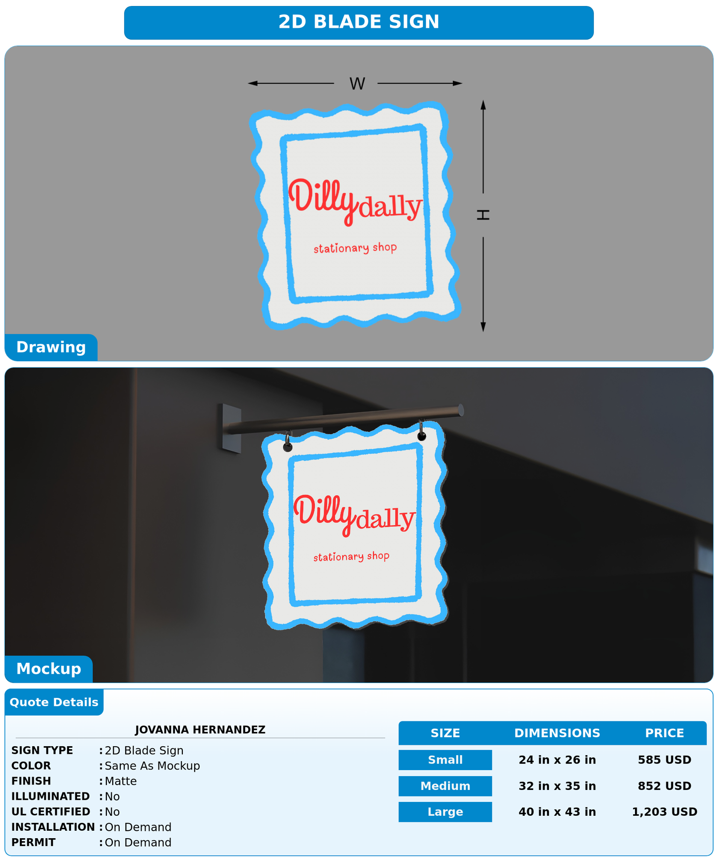 CUSTOM MOCKUP SIGN FOR Jovanna Hernandez