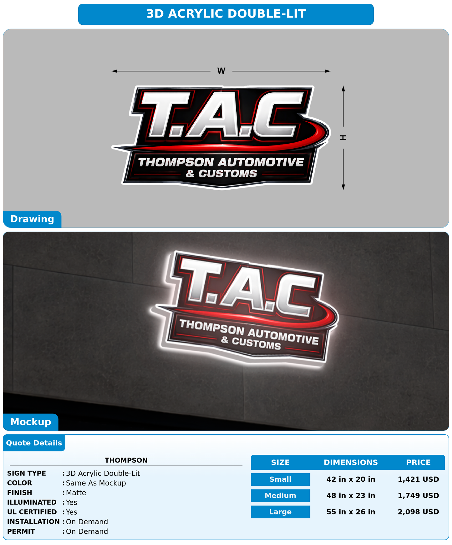CUSTOM MOCKUP SIGN FOR THOMPSON