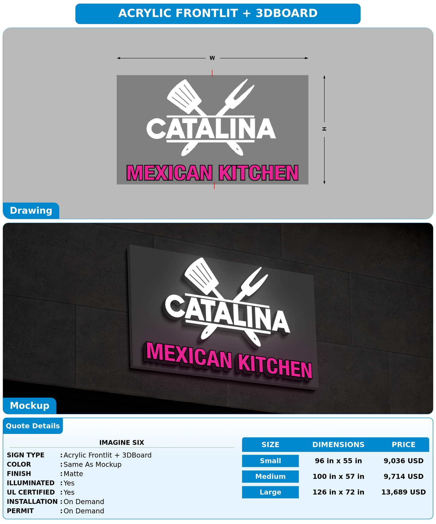 CUSTOM MOCKUP SIGN FOR Imagine Six