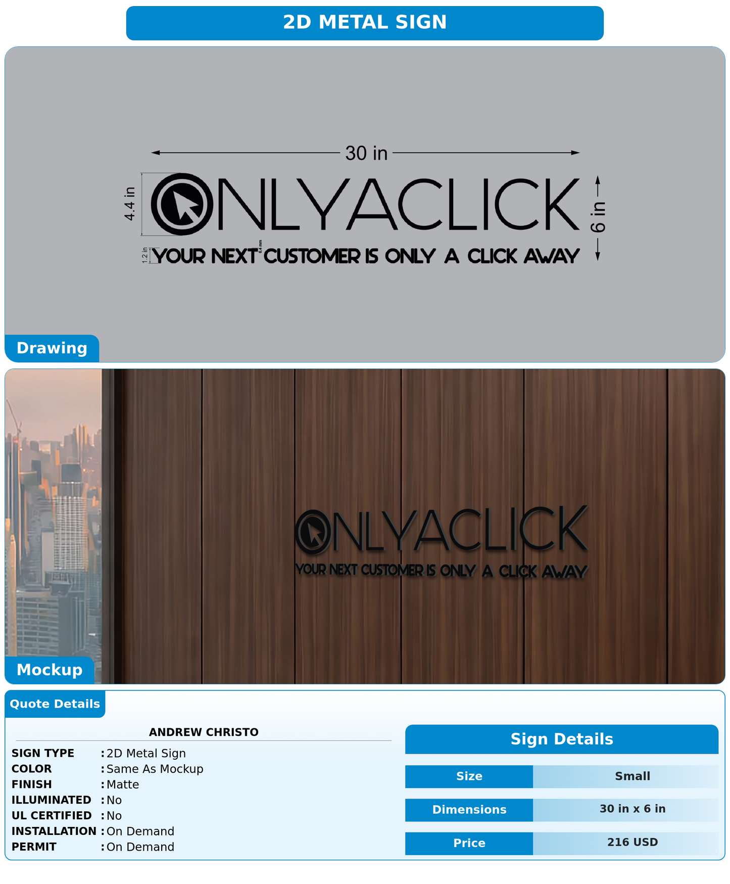 CUSTOM MOCKUP SIGN FOR Andrew Christo