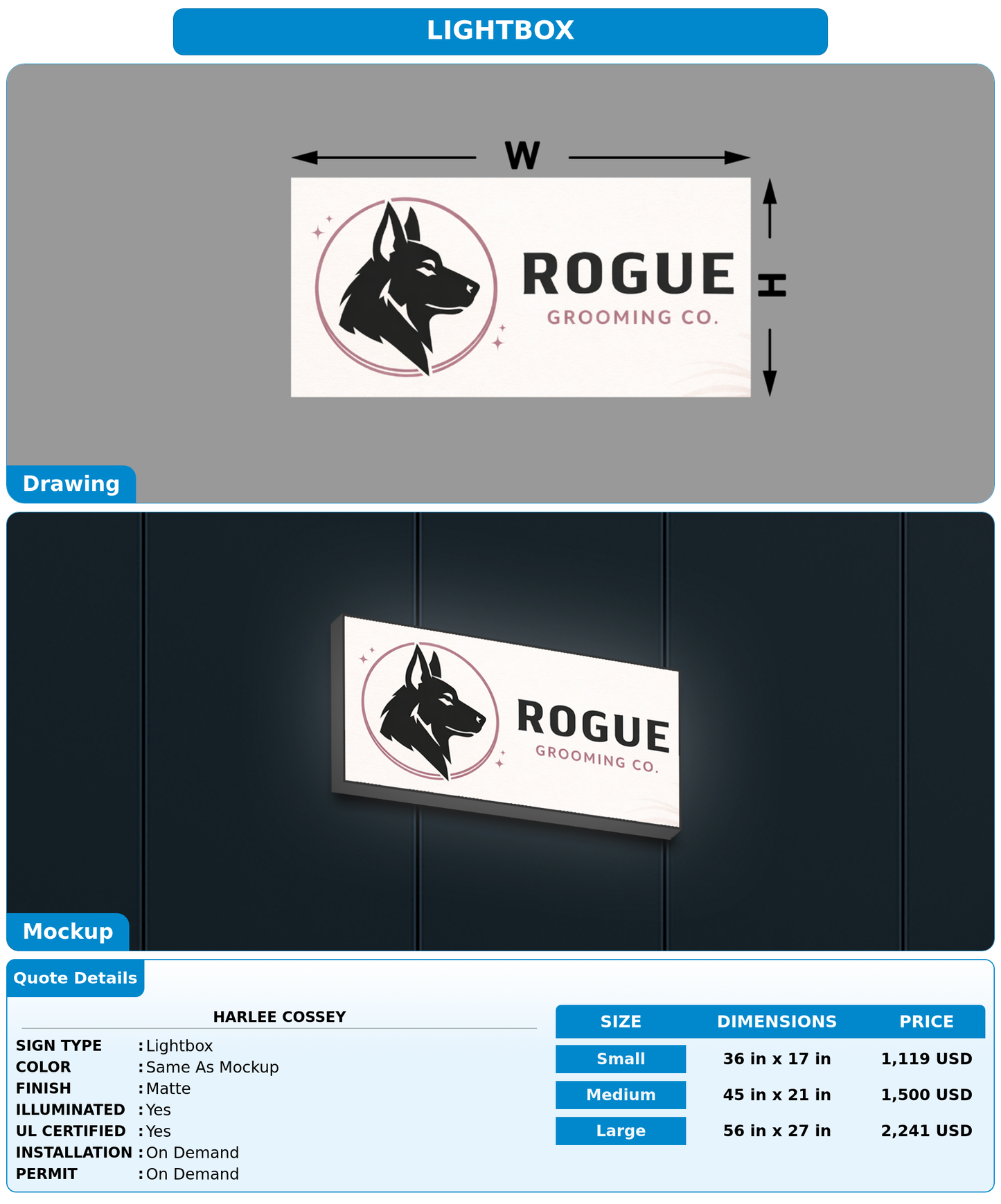 CUSTOM MOCKUP SIGN FOR Harlee Cossey