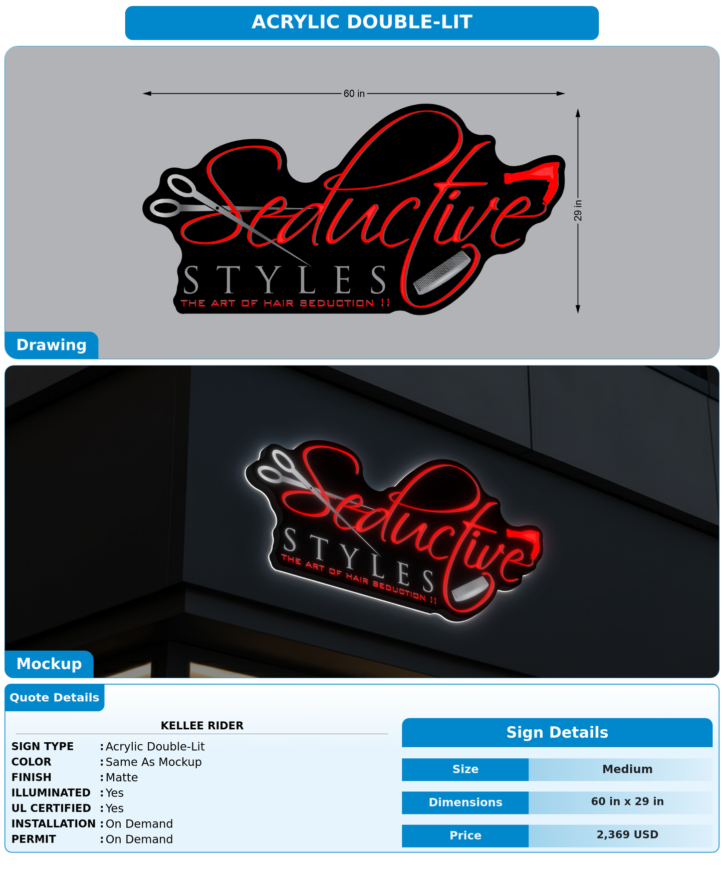 CUSTOM MOCKUP SIGN FOR Kellee Rider