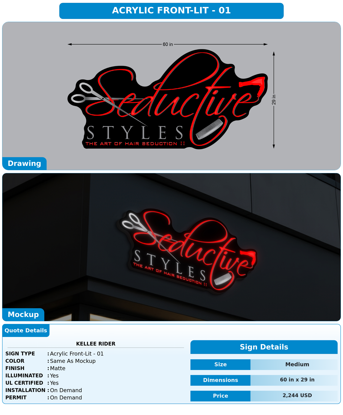 CUSTOM MOCKUP SIGN FOR Kellee Rider