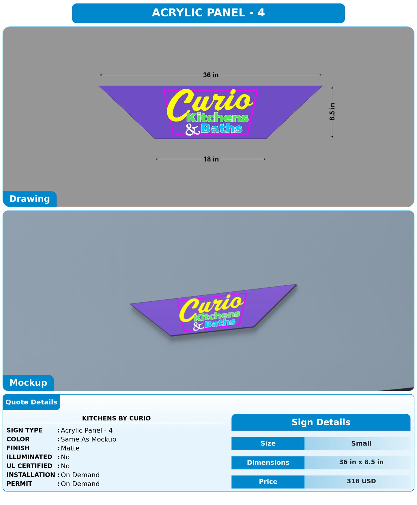CUSTOM MOCKUP SIGN FOR Kitchens By Curio