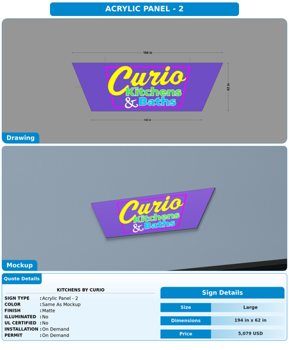 CUSTOM MOCKUP SIGN FOR Kitchens By Curio