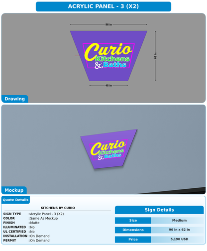 CUSTOM MOCKUP SIGN FOR Kitchens By Curio